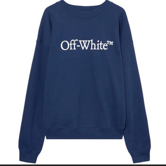 Off-White Other - Off-White Bookish Skate Crewneck Dark Blue White Logo Sweatshirt Size M NWT COA